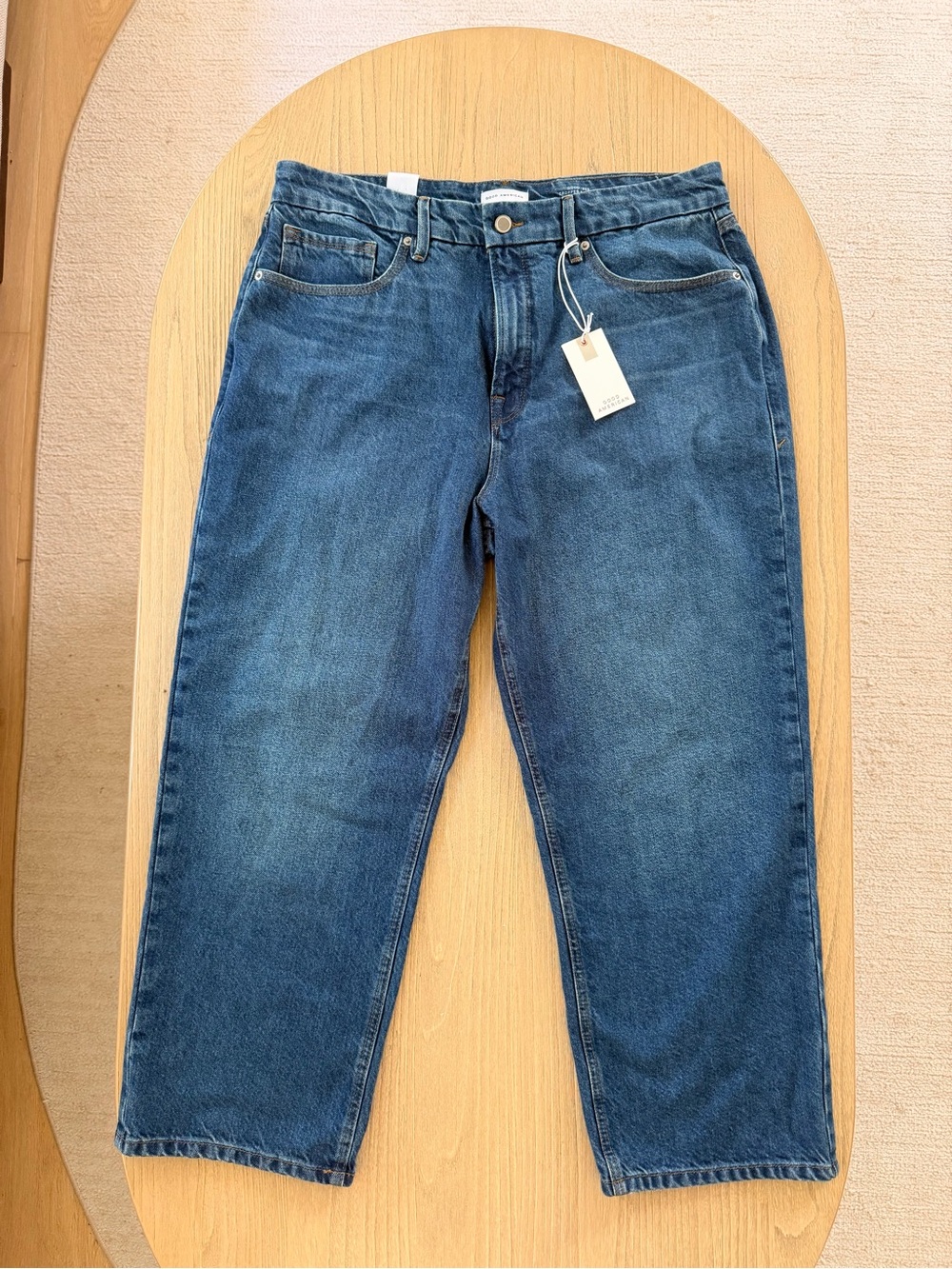 Good American Good 90s Cropped Relaxed Jeans In Dark Blue NWT Size 12 - Picture 4 of 11